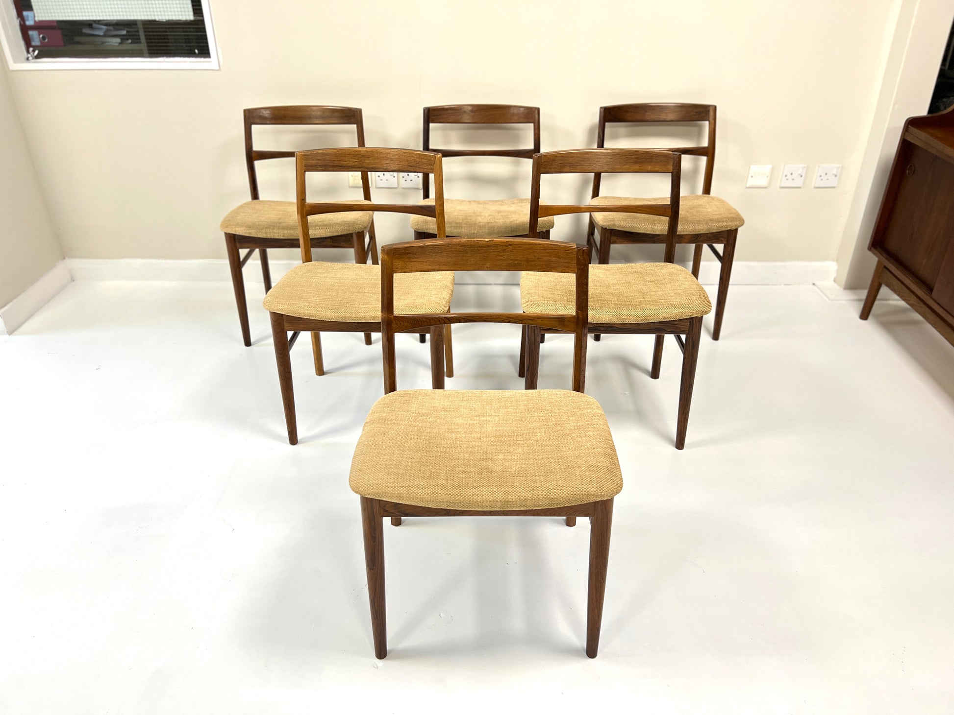 Henning Kjaernulf, Set of 6 Mid Century Danish Rosewood Dining Chairs