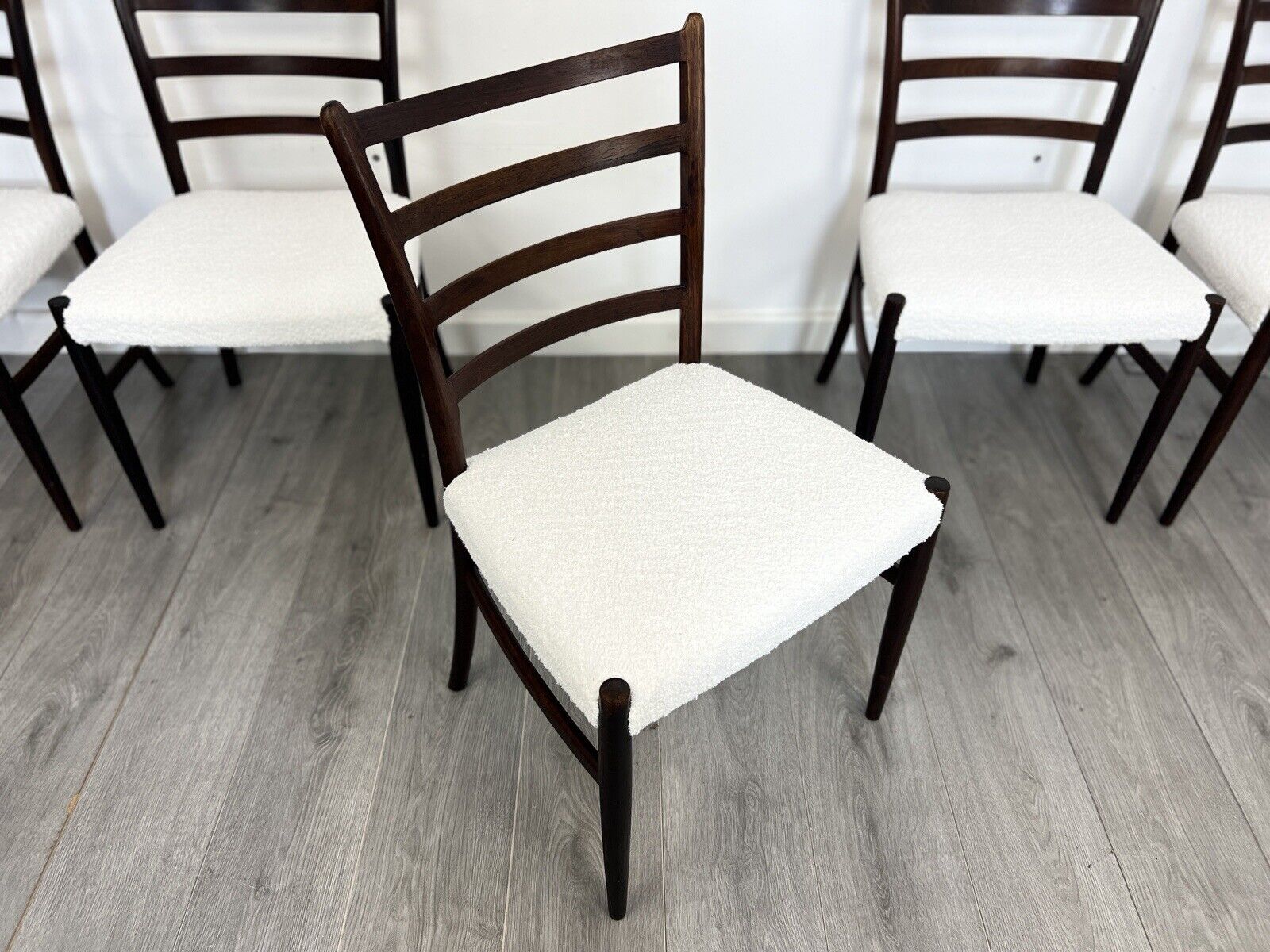 Johannes Andersen, Set of 5 Mid Century Rosewood Dining Chairs