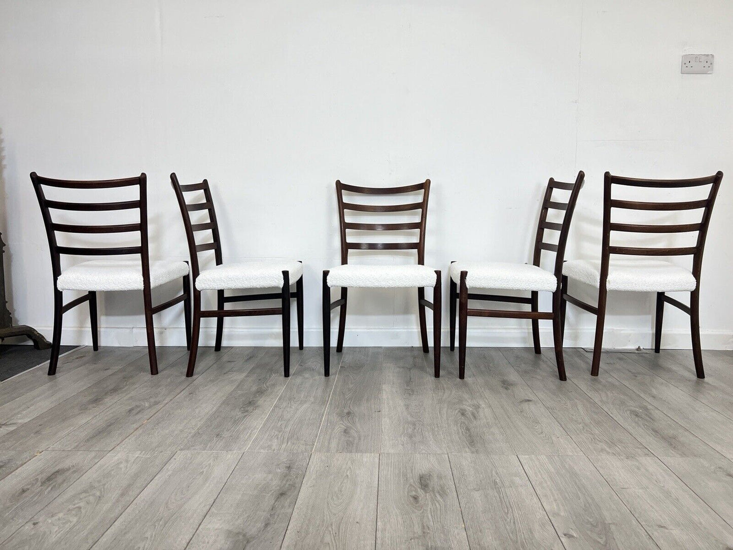 Johannes Andersen, Set of 5 Mid Century Rosewood Dining Chairs