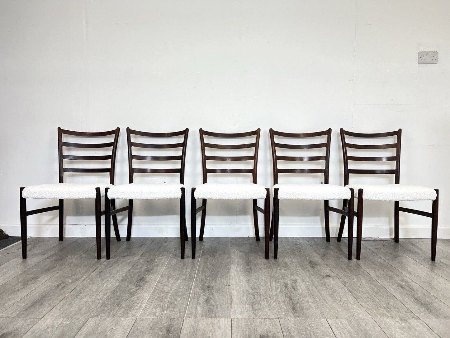 Johannes Andersen, Set of 5 Mid Century Rosewood Dining Chairs