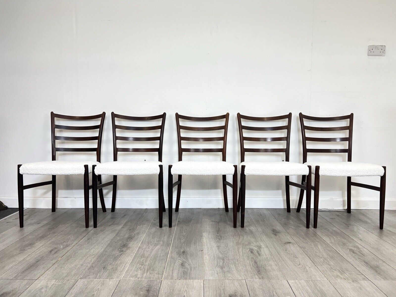 Johannes Andersen, Set of 5 Mid Century Rosewood Dining Chairs