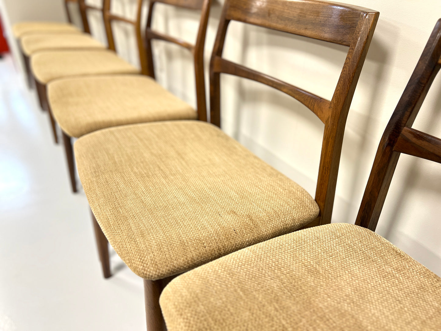 Henning Kjaernulf, Set of 6 Mid Century Danish Rosewood Dining Chairs