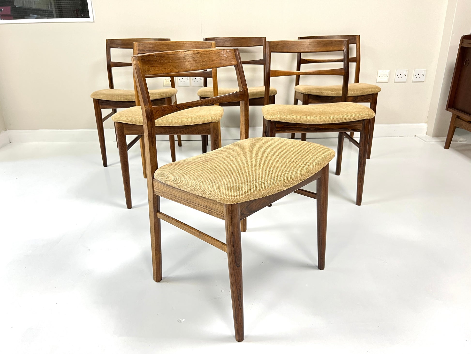 Henning Kjaernulf, Set of 6 Mid Century Danish Rosewood Dining Chairs