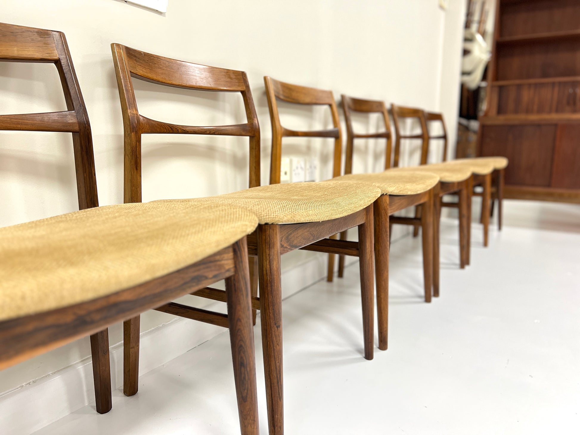 Henning Kjaernulf, Set of 6 Mid Century Danish Rosewood Dining Chairs