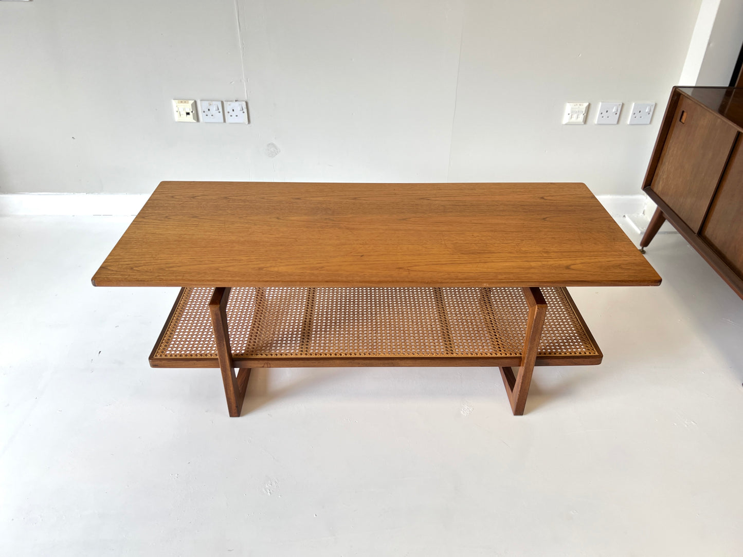 G Plan Quadrille, Mid Century Teak & Cane Coffee Table