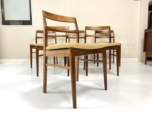 Henning Kjaernulf, Set of 6 Mid Century Danish Rosewood Dining Chairs