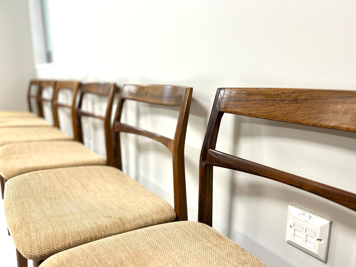 Henning Kjaernulf, Set of 6 Mid Century Danish Rosewood Dining Chairs