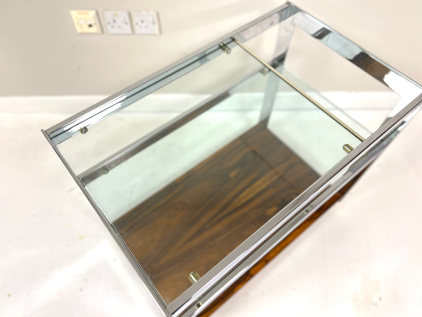 Merrow Associates, Rosewood, Chrome & Glass Trolley