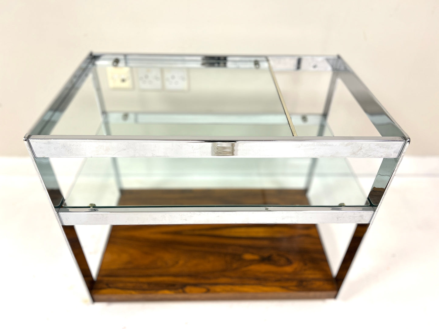 Merrow Associates, Rosewood, Chrome & Glass Trolley