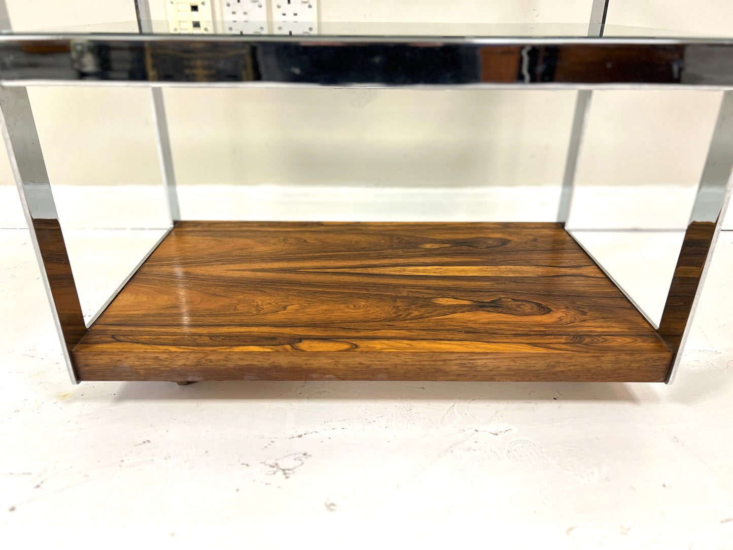 Merrow Associates, Rosewood, Chrome & Glass Trolley