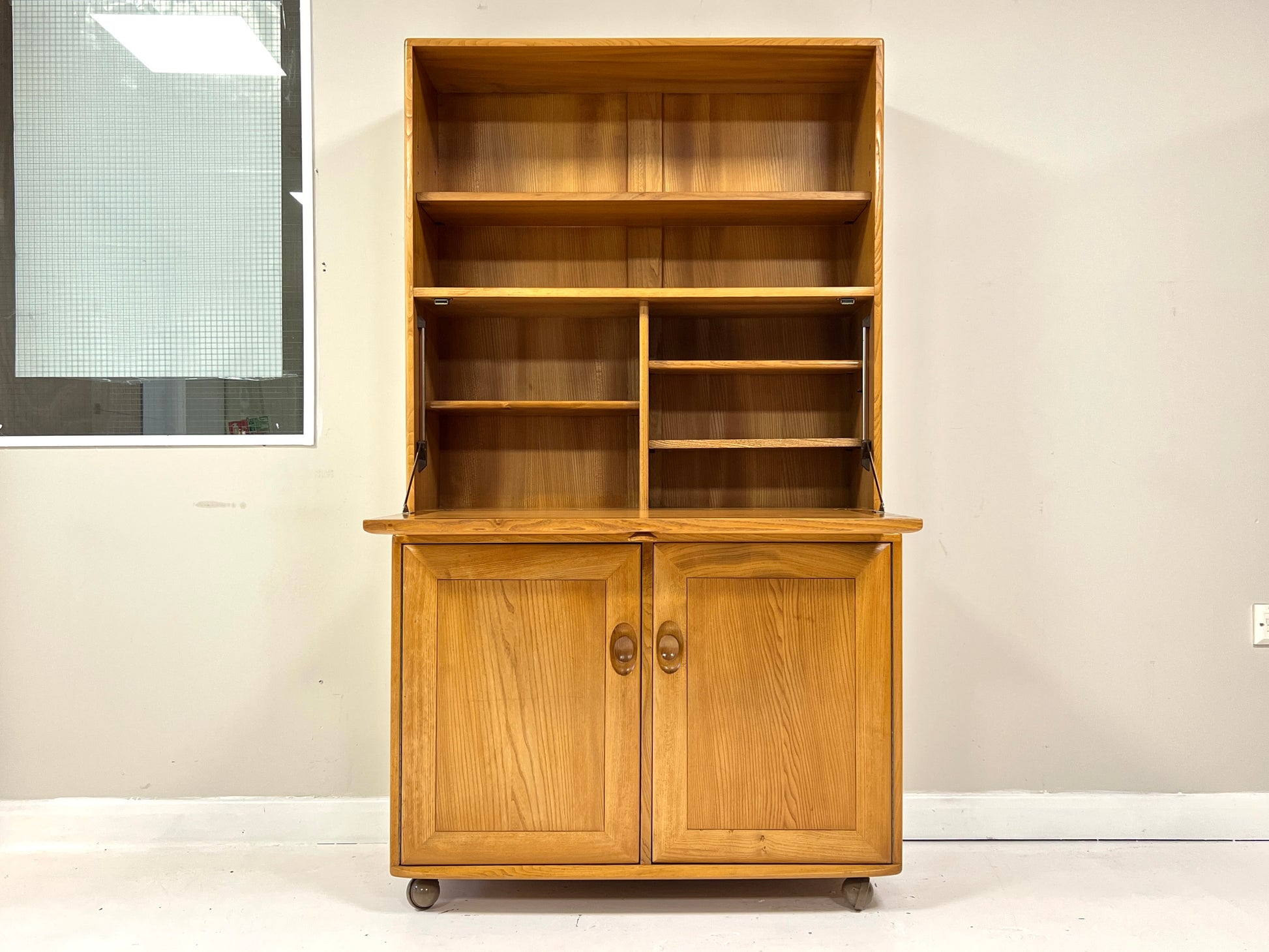 Ercol Windsor, Vintage Compact Bookcase Bureau