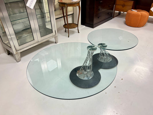 Naos Gemelli, Chrome and Glass Coffee Table