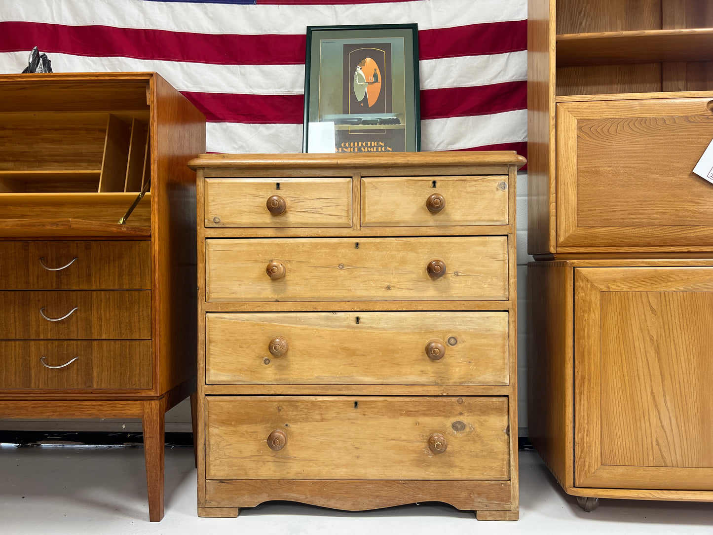 Victorian 2 Over 3 Pine Chest of Drawers