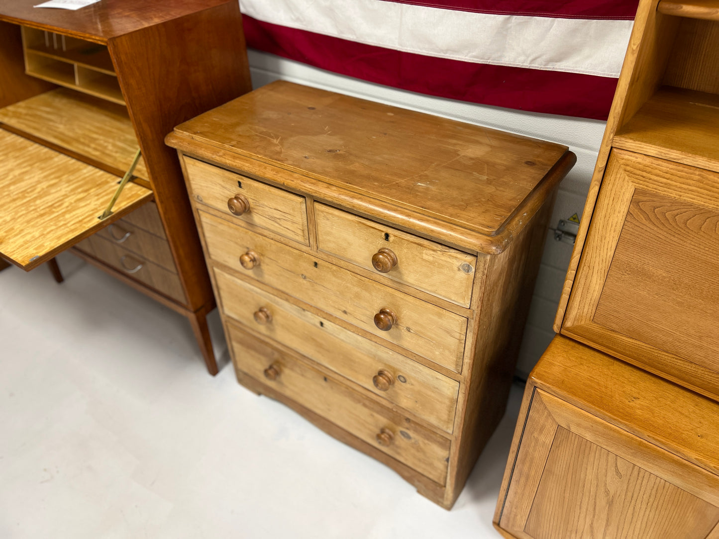 Victorian 2 Over 3 Pine Chest of Drawers