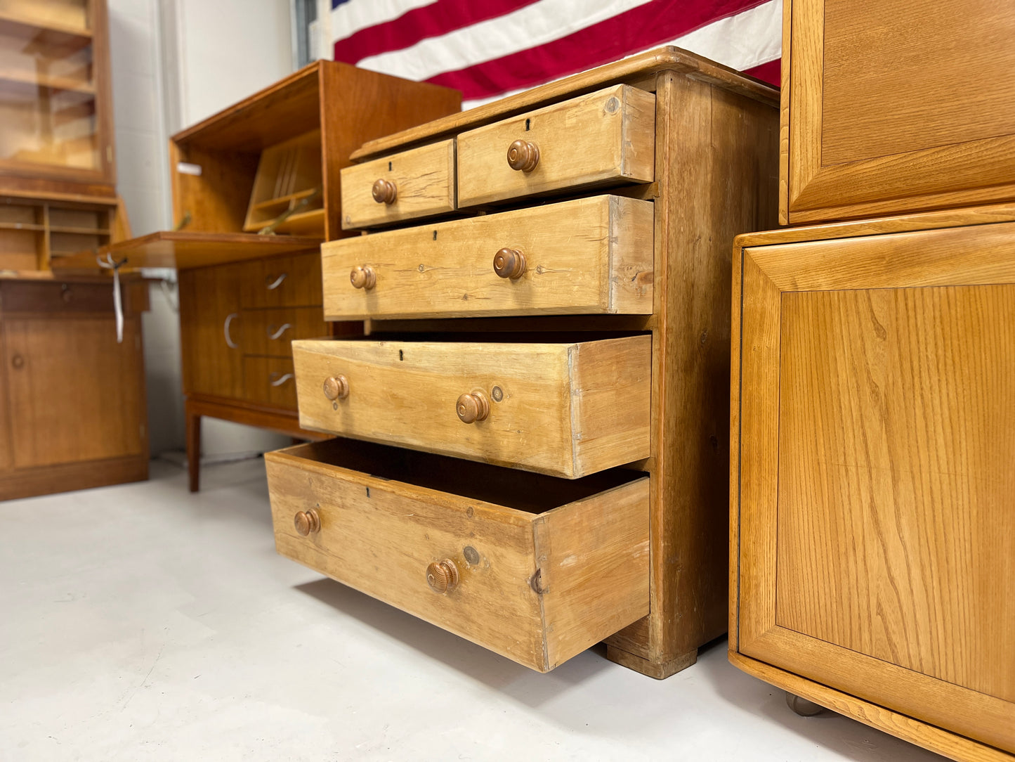 Victorian 2 Over 3 Pine Chest of Drawers