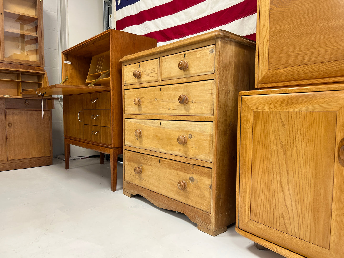 Victorian 2 Over 3 Pine Chest of Drawers