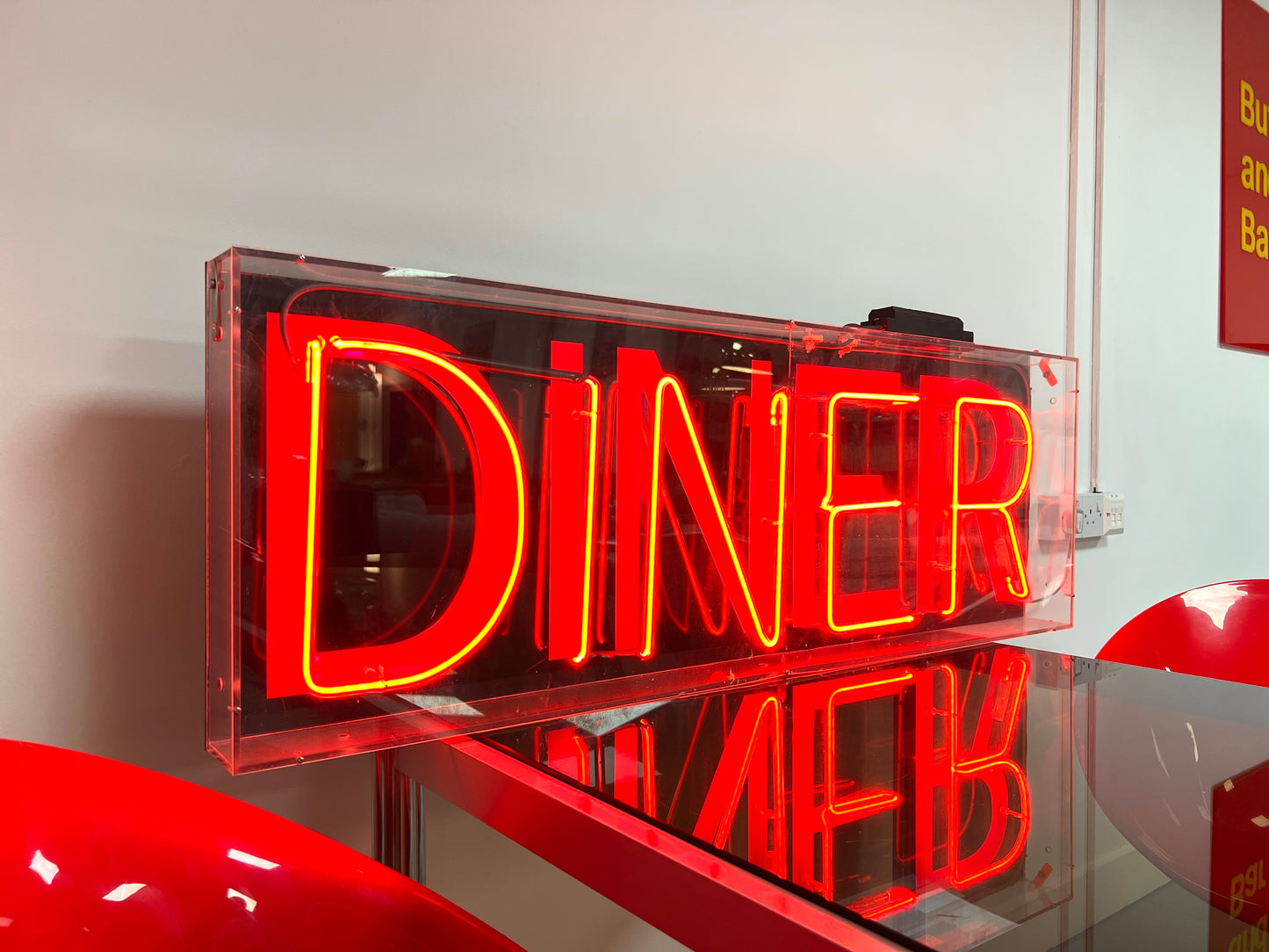Red Neon ‘Diner’ Sign with Vintage Aesthetic