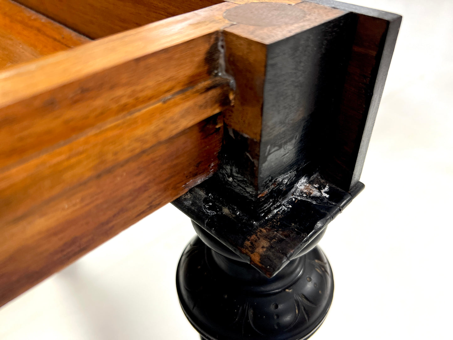 Victorian Ebonised Aesthetic Movement Folding Card / Console Table with Thuya Inlay