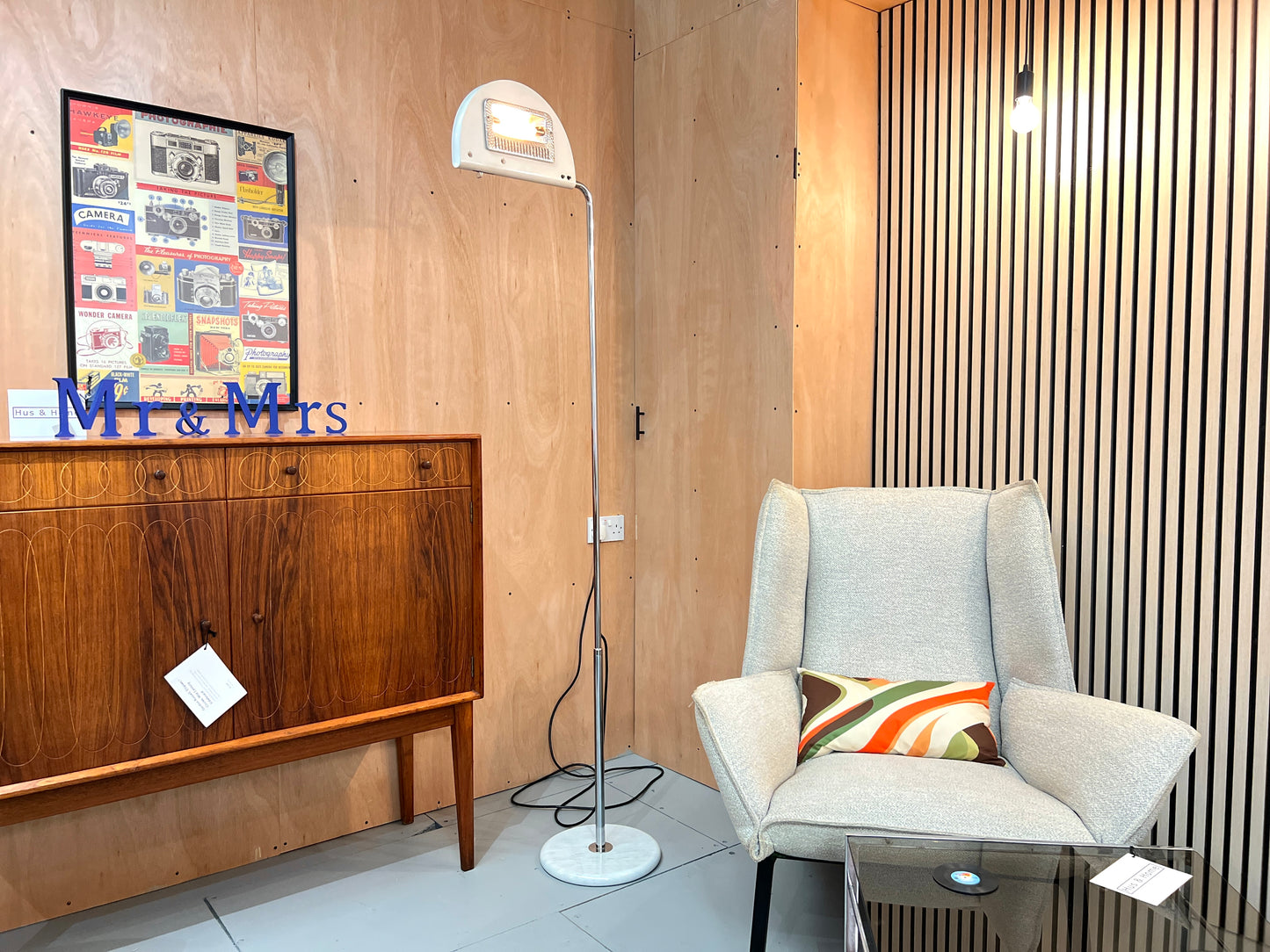 Bruno Gecchelin, Mezzaluna Floor Lamp with Marble Base and Chrome Shaft