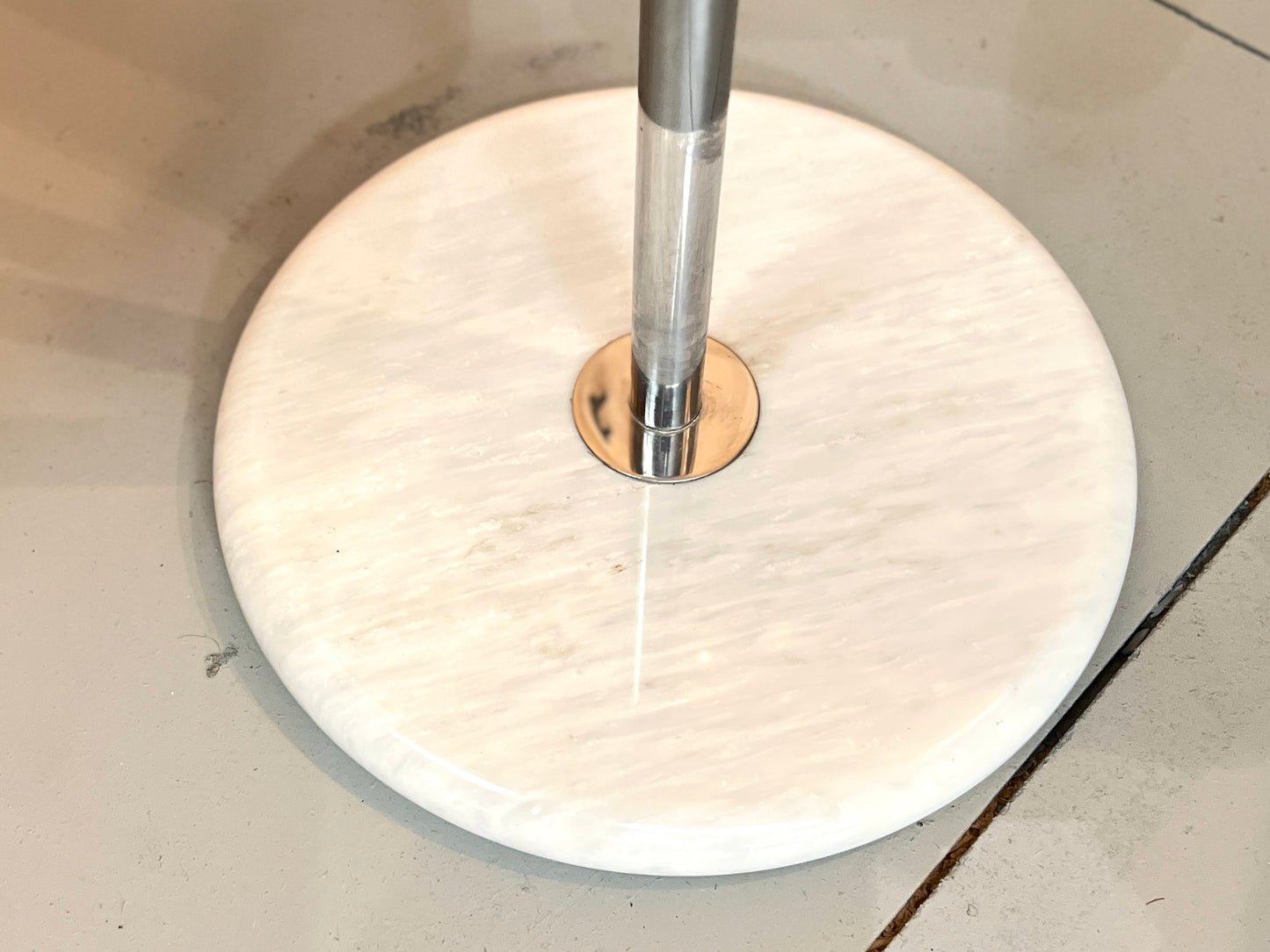 Bruno Gecchelin, Mezzaluna Floor Lamp with Marble Base and Chrome Shaft