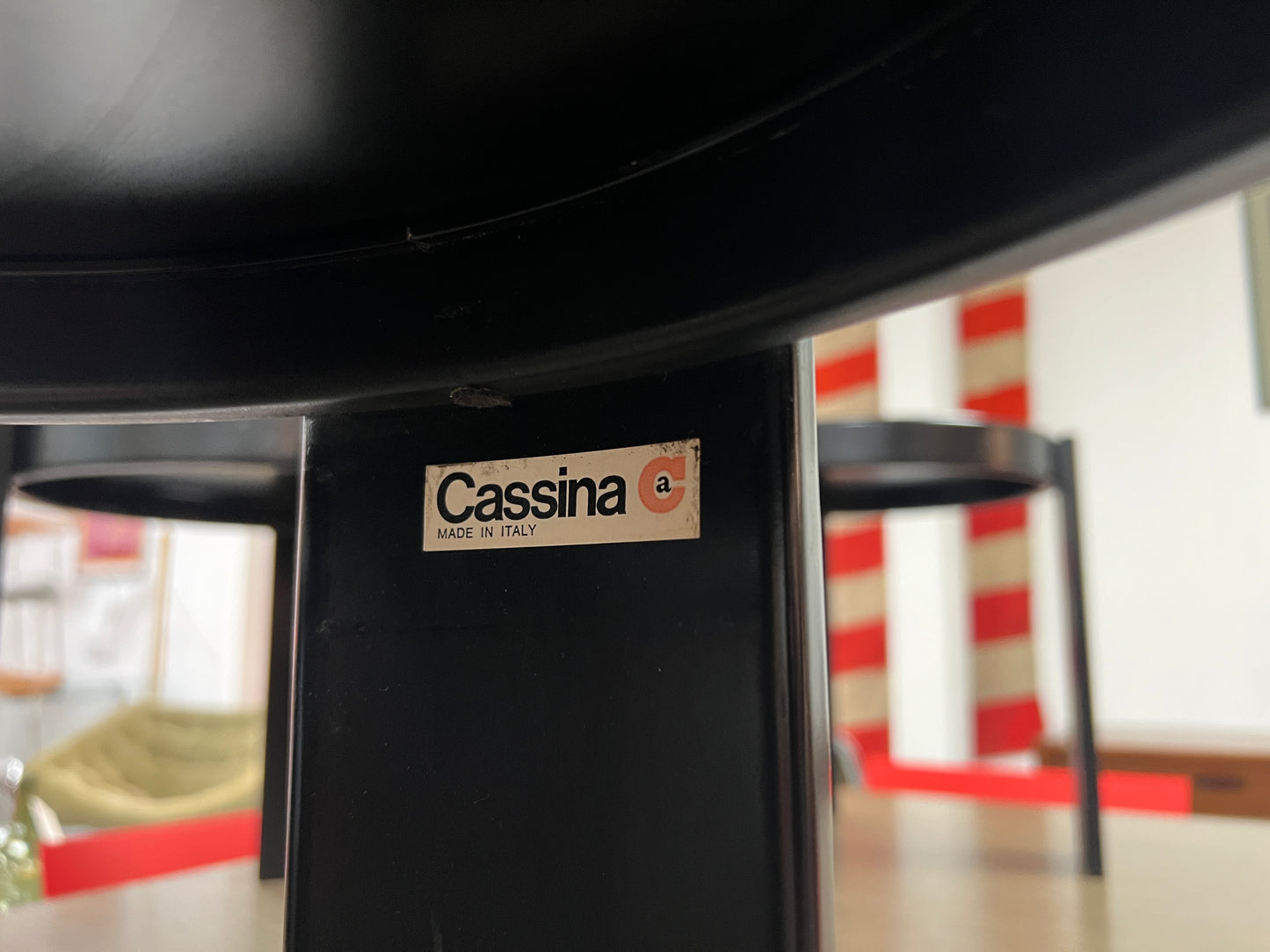 Cassina, Vintage Italian Nest of 4 Tables with Cream Tops and Black Frames