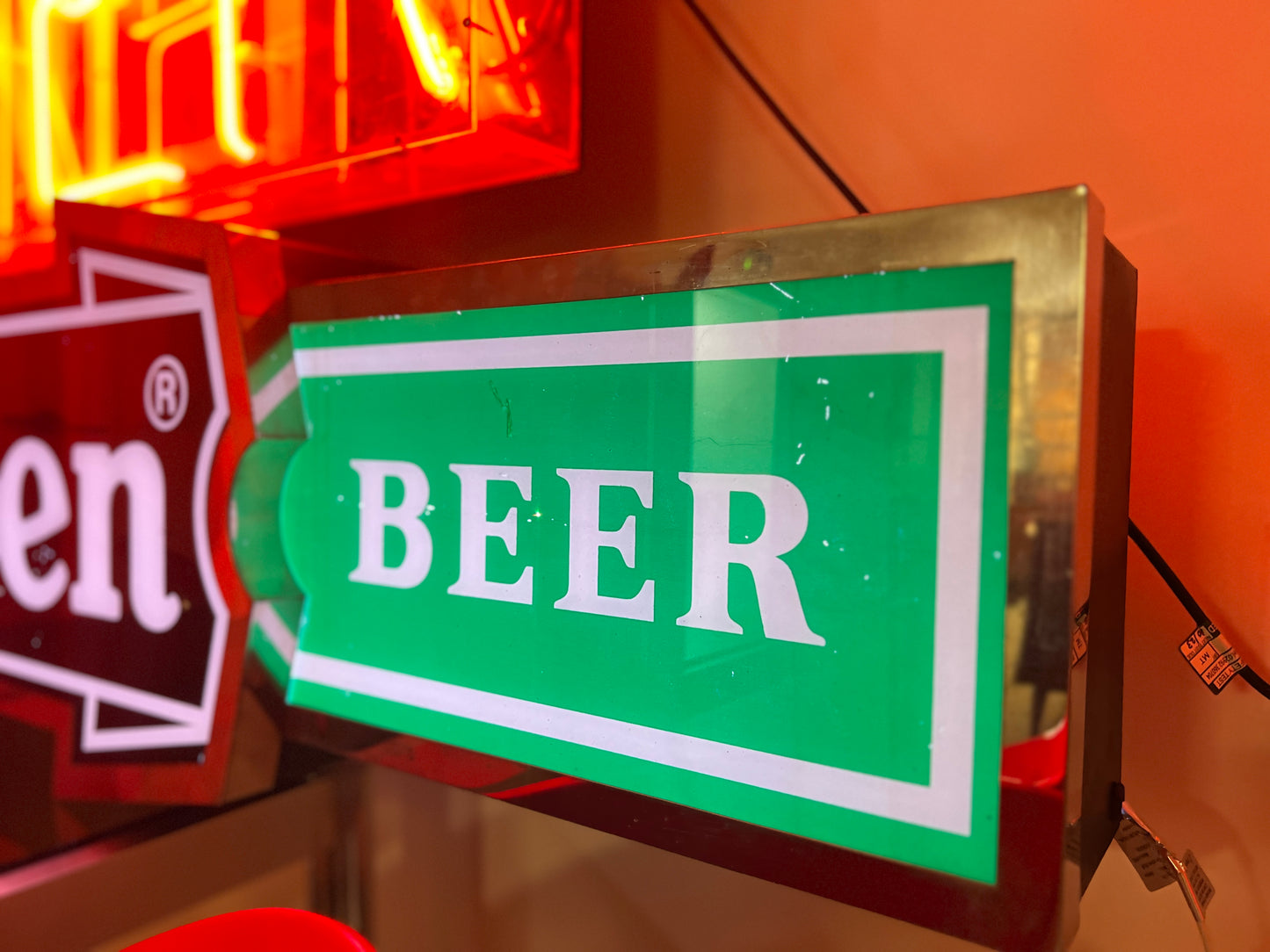 Heineken, Illuminated Lager and Beer Sign