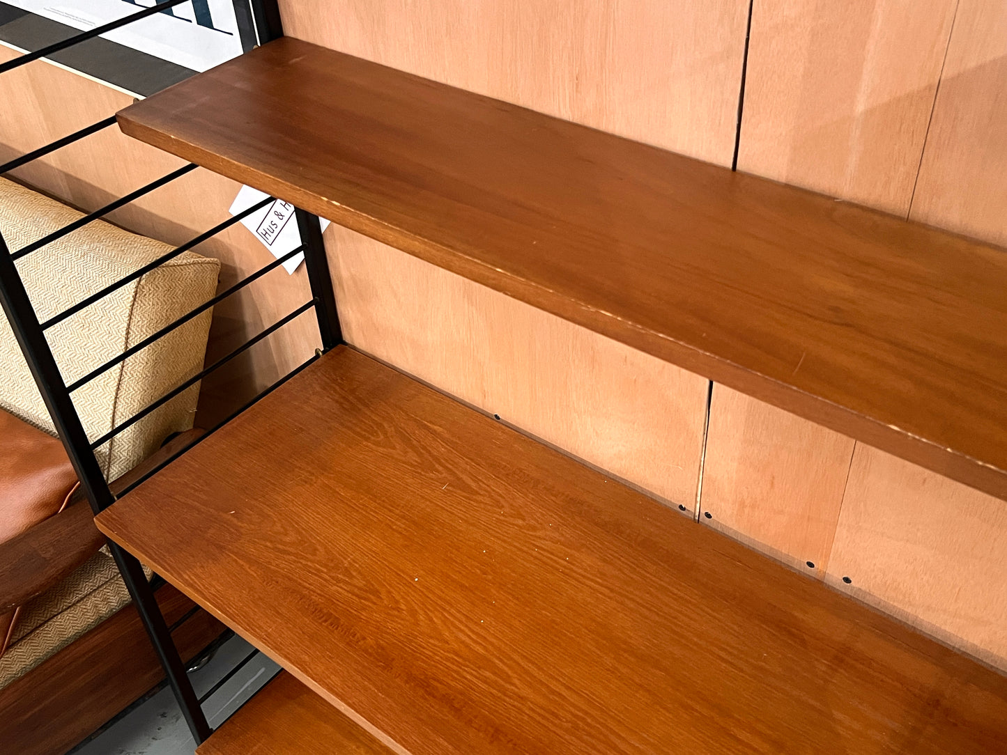 Staples Teak Ladderax Wall System, Three Bays with Cabinets and Shelves