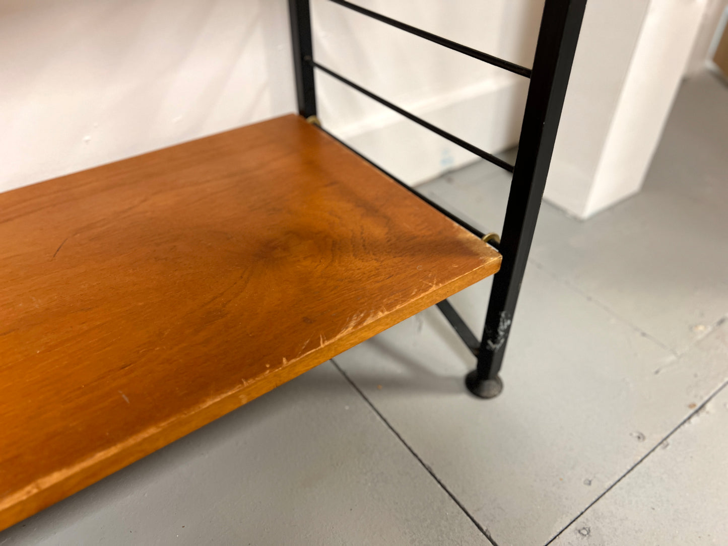 Staples Teak Ladderax Wall System, Two Bays with Cabinets and Shelves