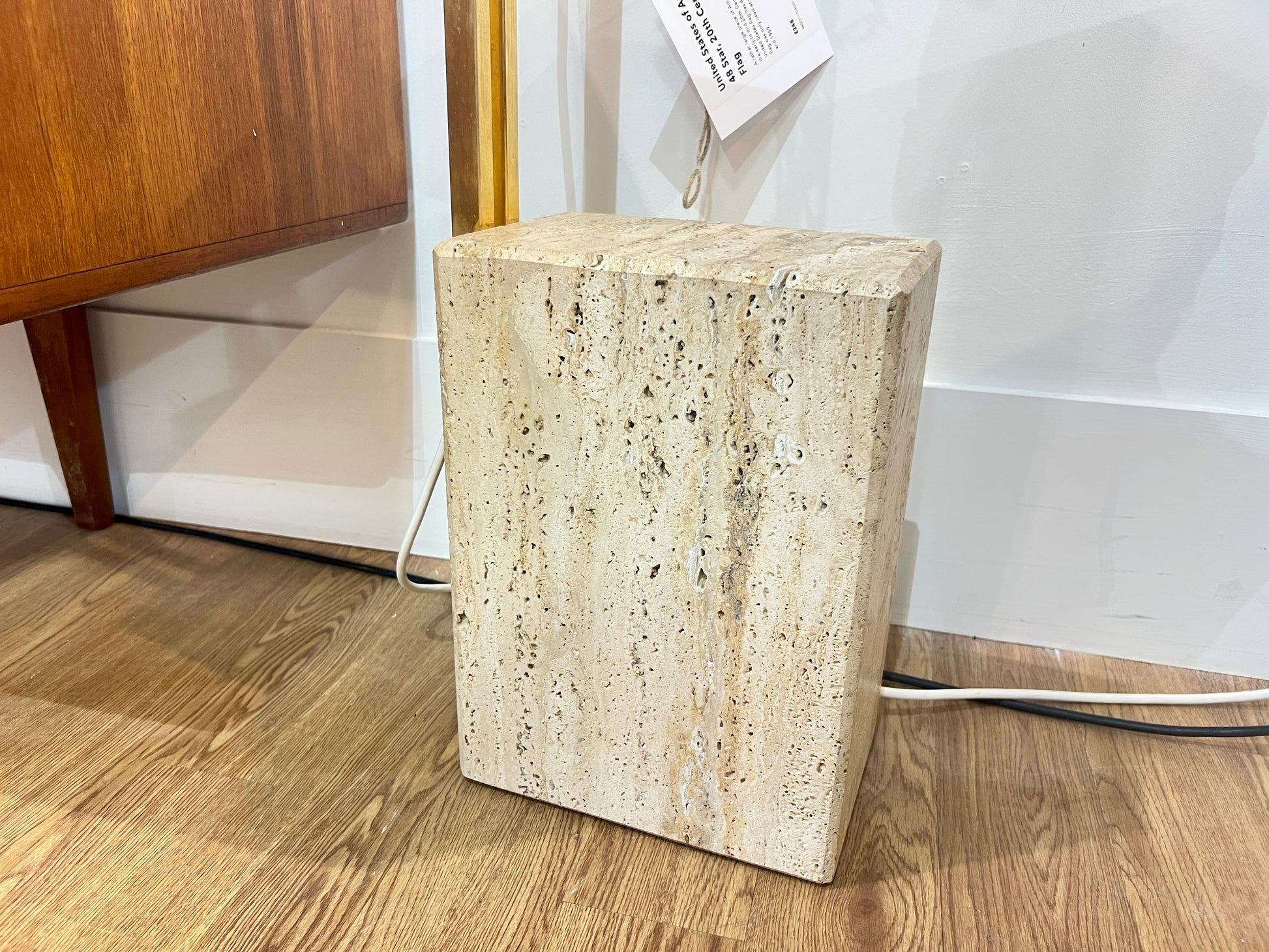 Travertine Base Arc Floor Lamp
