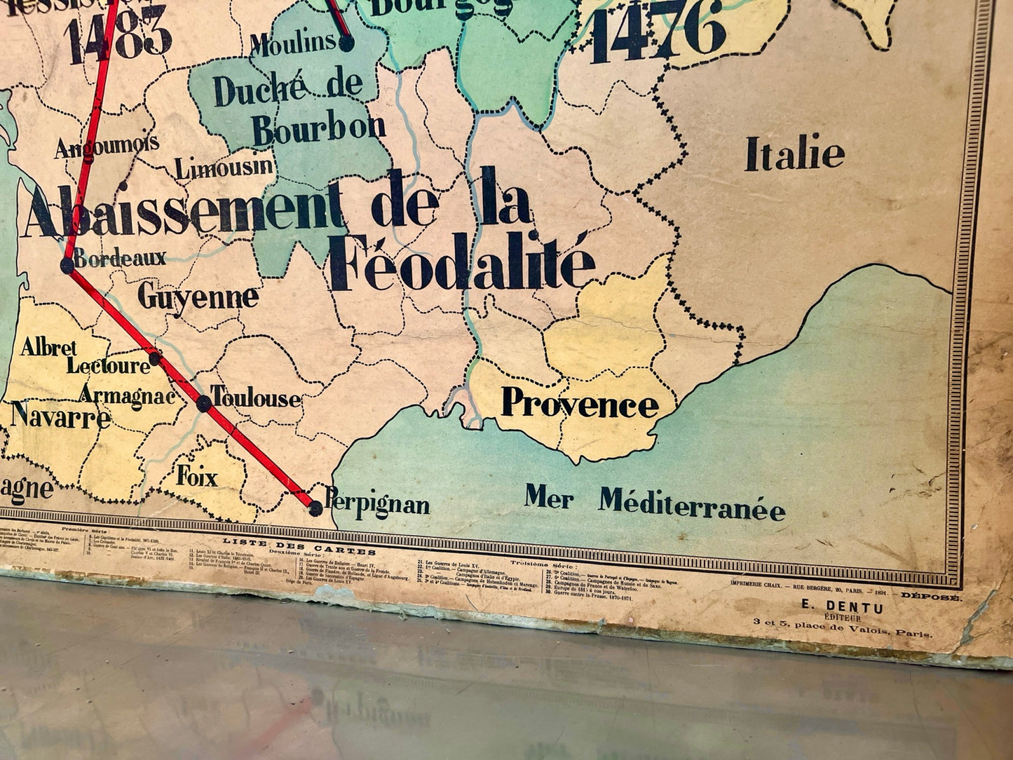 Vintage French historical school map E Dentu Paris publisher detail