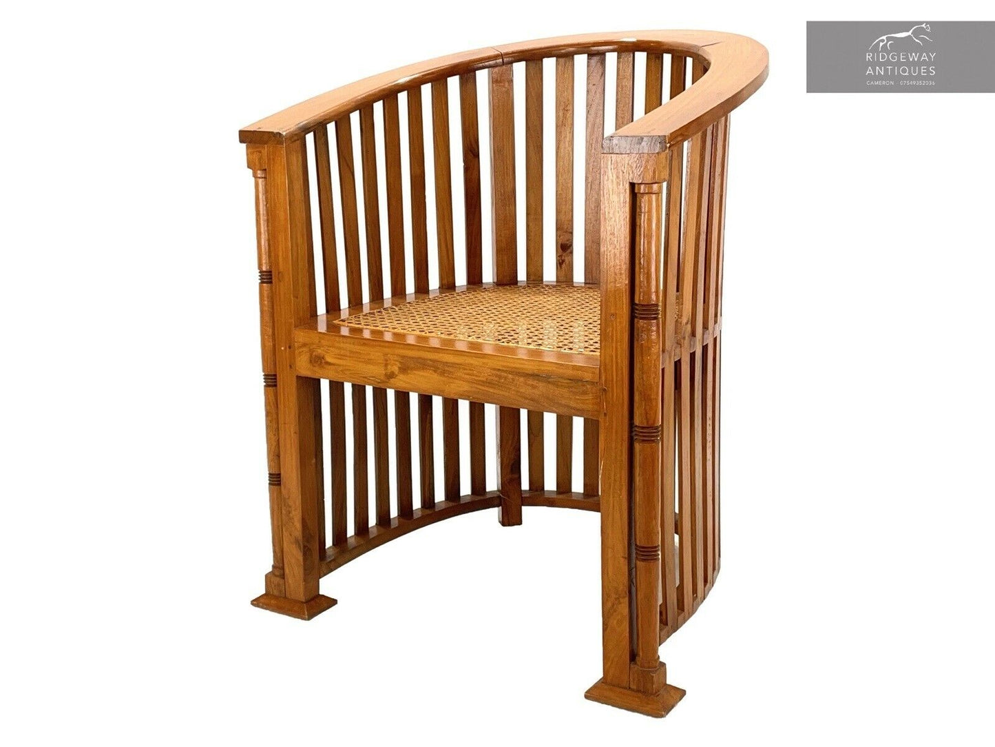 Arts And Crafts, Oak And Cane Barrel Chair