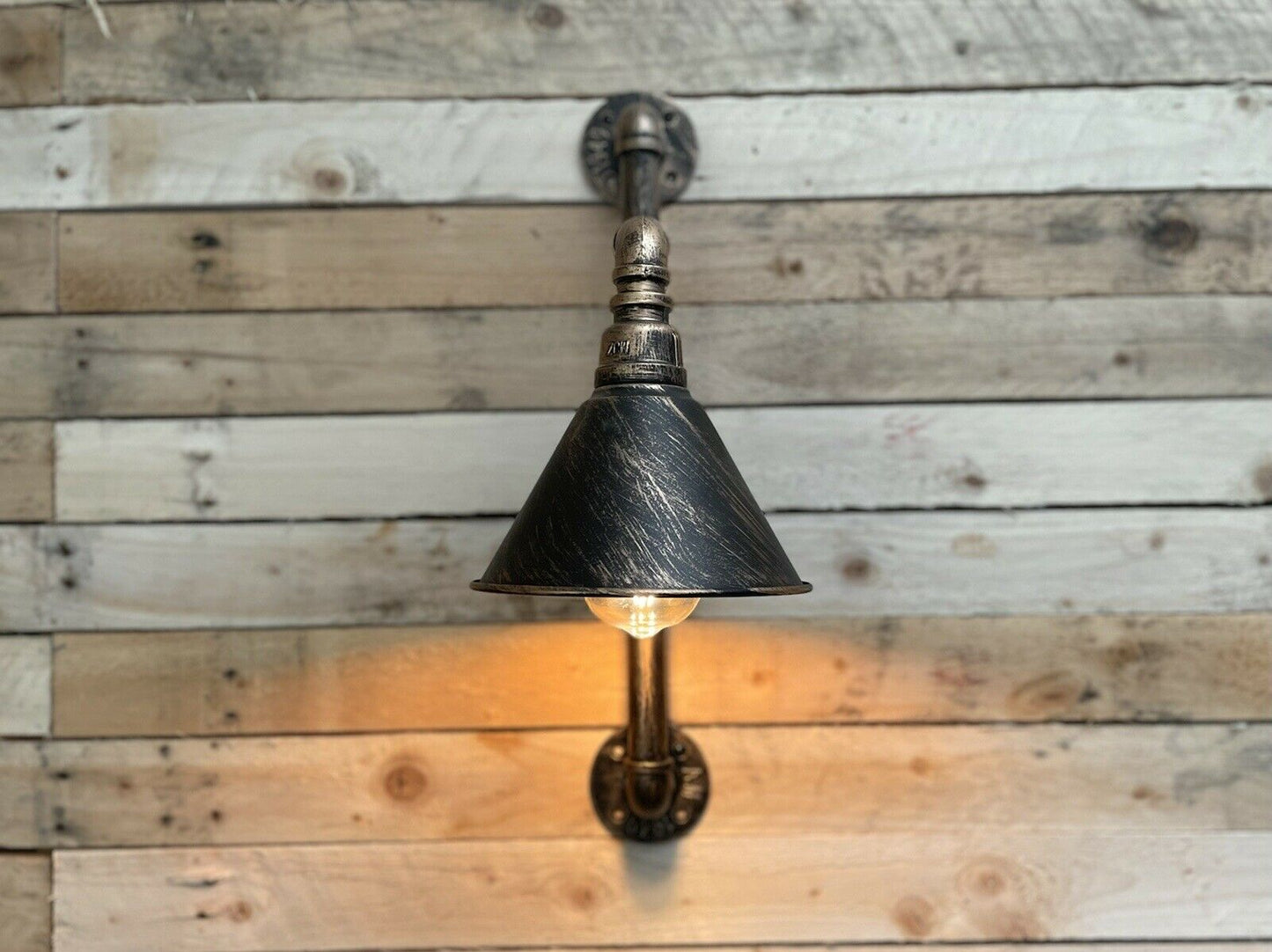 Industrial / Steampunk, Pipe Wall Lamp / Light - Approved For Commercial Install