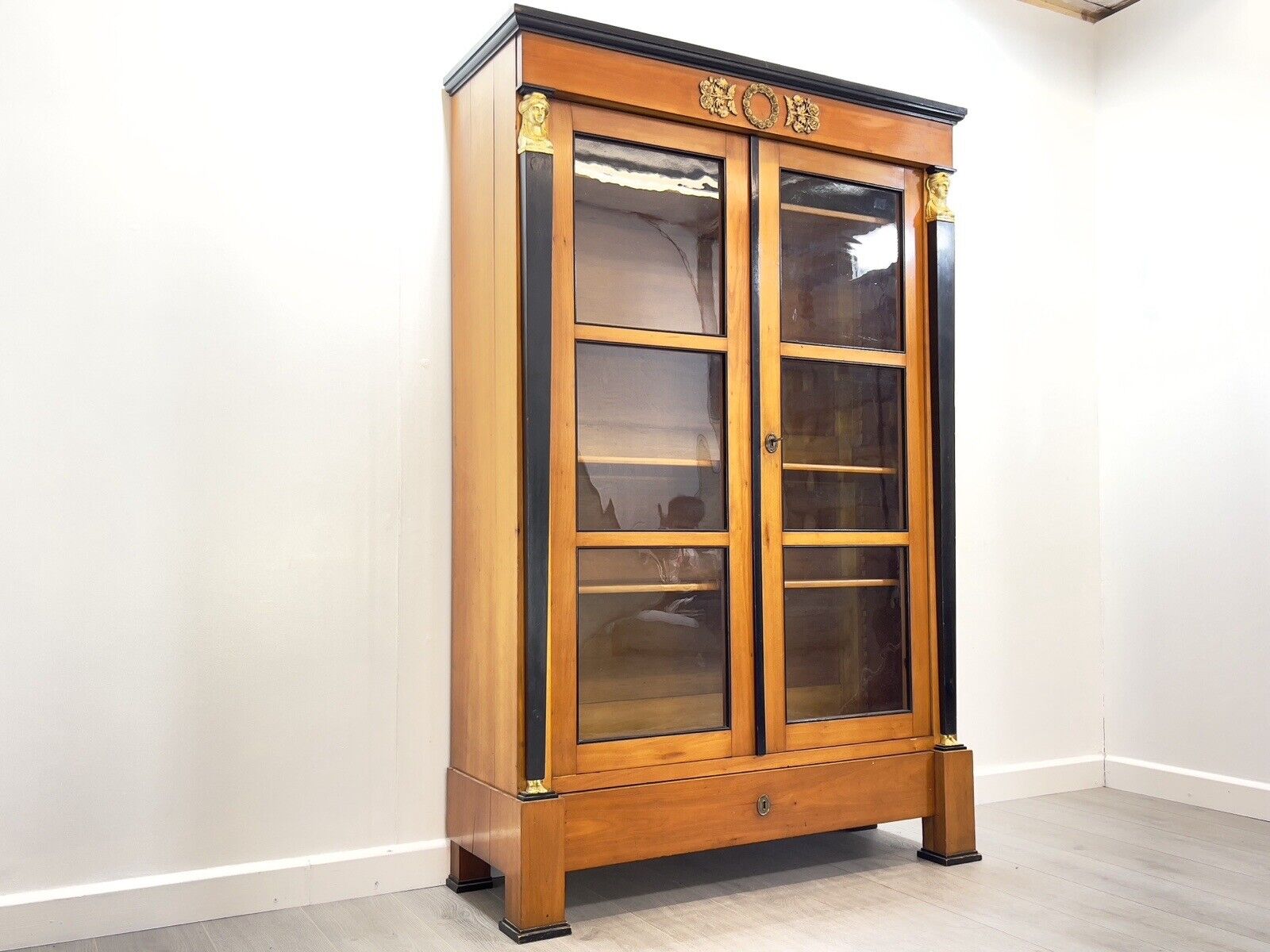 19th Century French Empire Style Vitrine / Display Cabinet with Ormolu Details