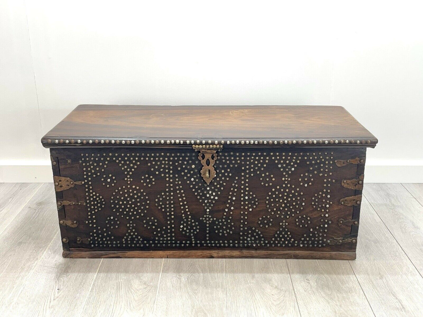19th Century, Studded Rosewood Zanzibar Chest With Secret Compartment