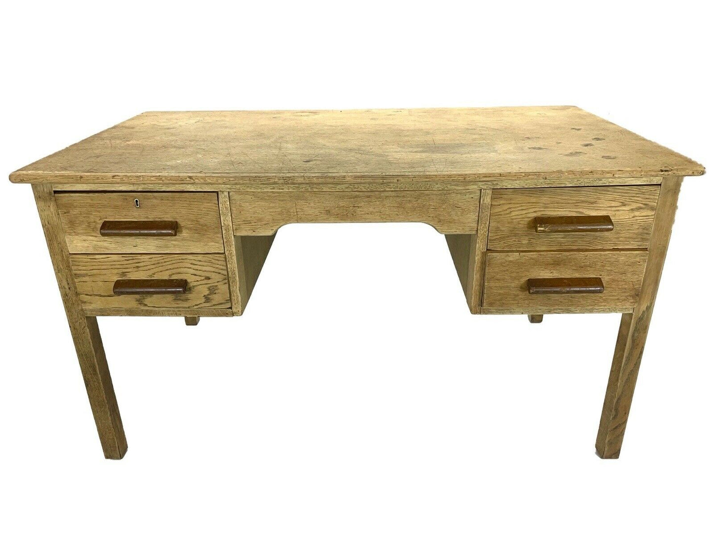 Vintage / Mid Century Stripped Oak Teachers / Office Desk