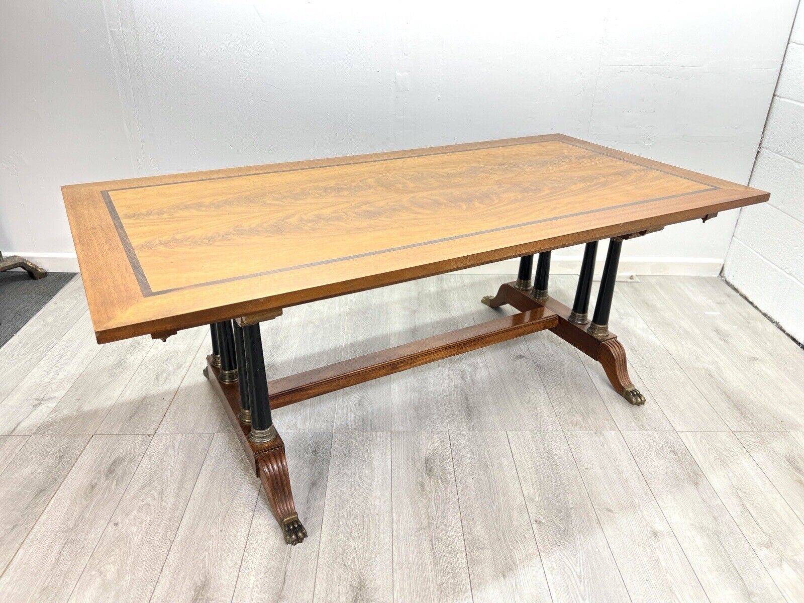 Empire Style, Extending Dining Table with Ebonised Pillars and Brass Details