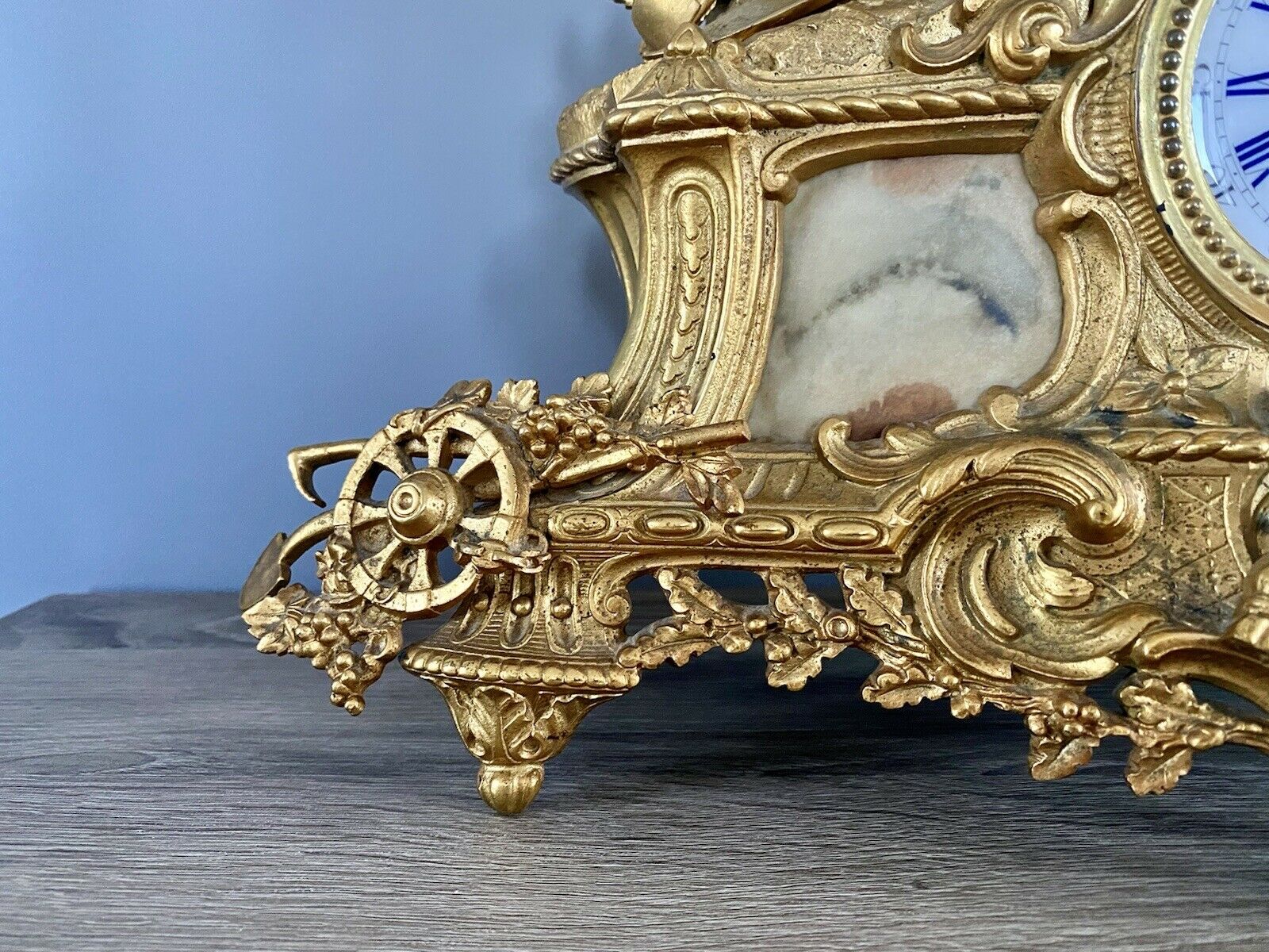Henry Marc Paris, Gilt Bronze Mantel Clock With AD Mougin Movement