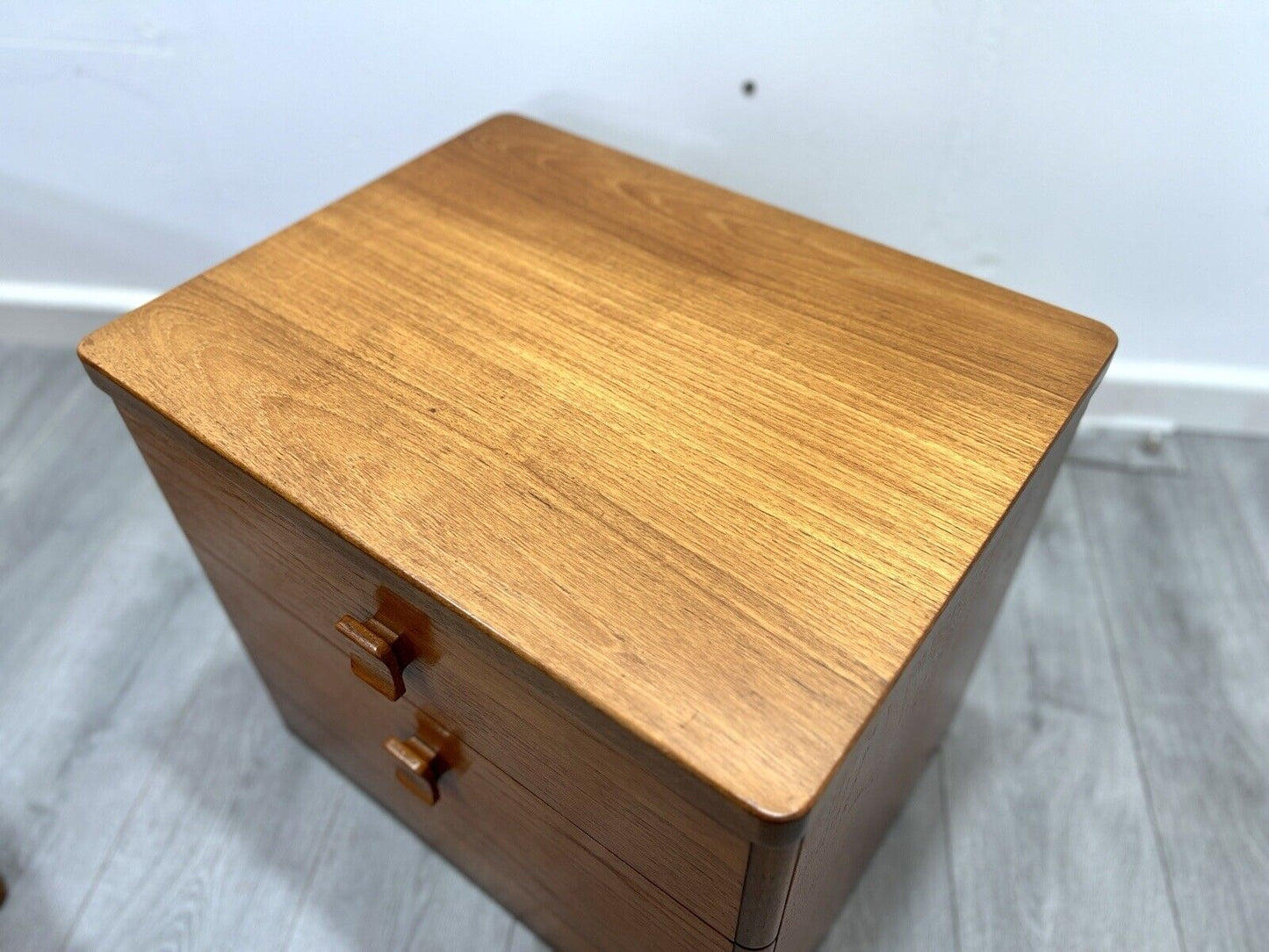 Stag Cantata, Pair of Mid Century Teak Bedside Tables / Drawers