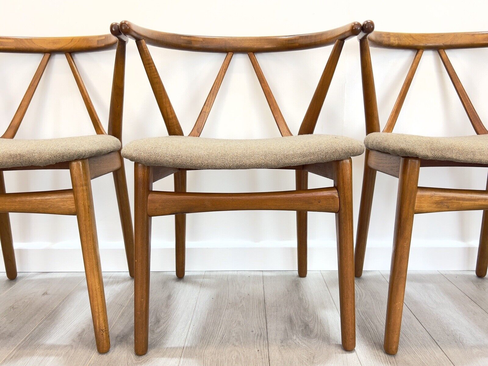 Set of 6, Henning Kjaernulf for Bruno Hansen, Wishbone Dining Chairs