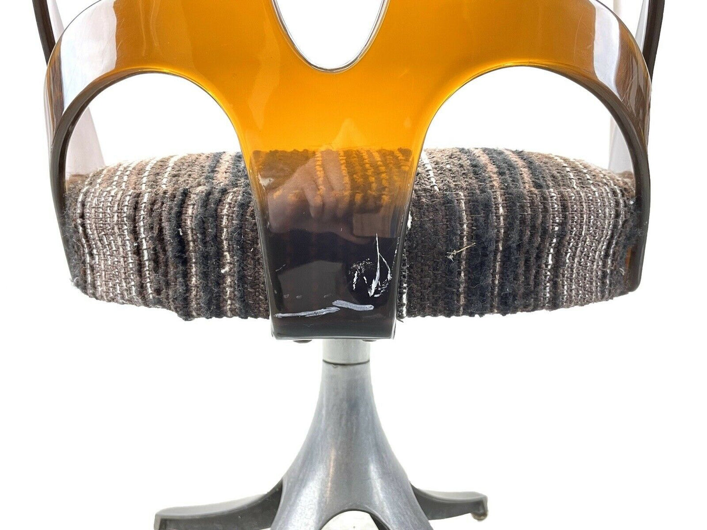 Set of 4, Chromcraft, Mid Century Modern Chrome and Lucite Swivel Dining Chairs