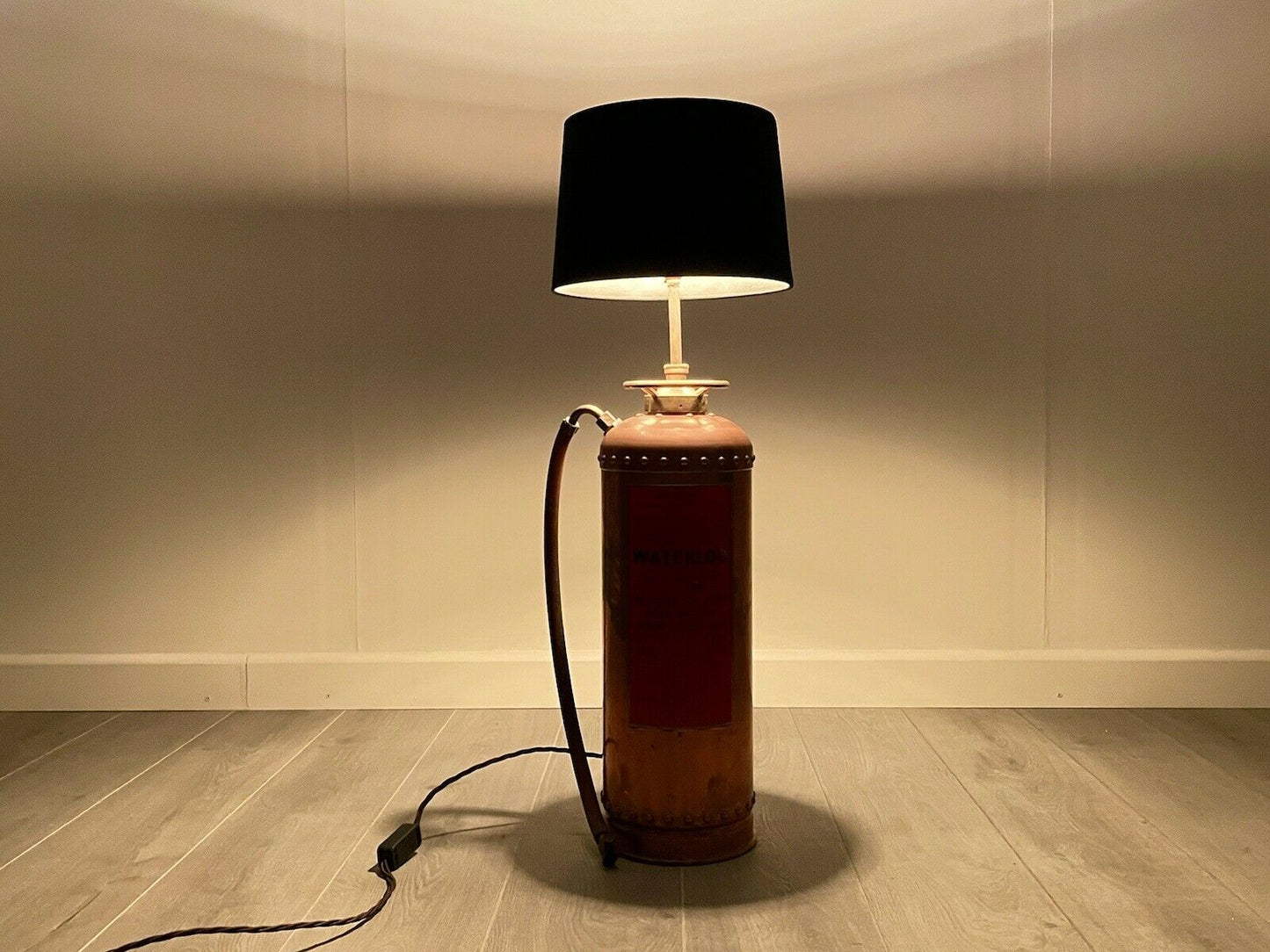 Waterloo, Copper Fire Extinguisher Lamp with Twist Flex, Shade & Edison Bulb
