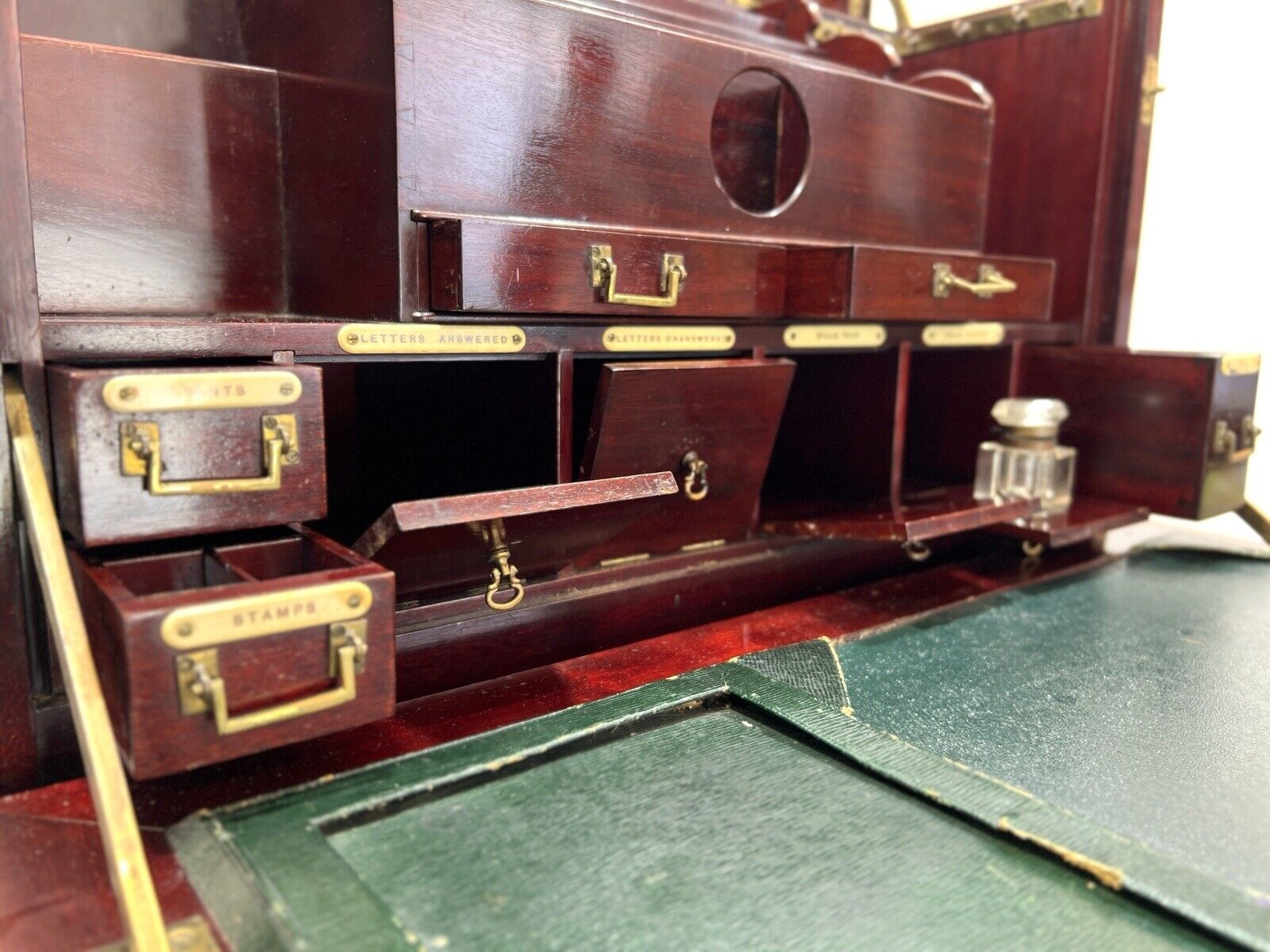 Edwardian, Campaign Style and Inlaid Travelling Writing Desk