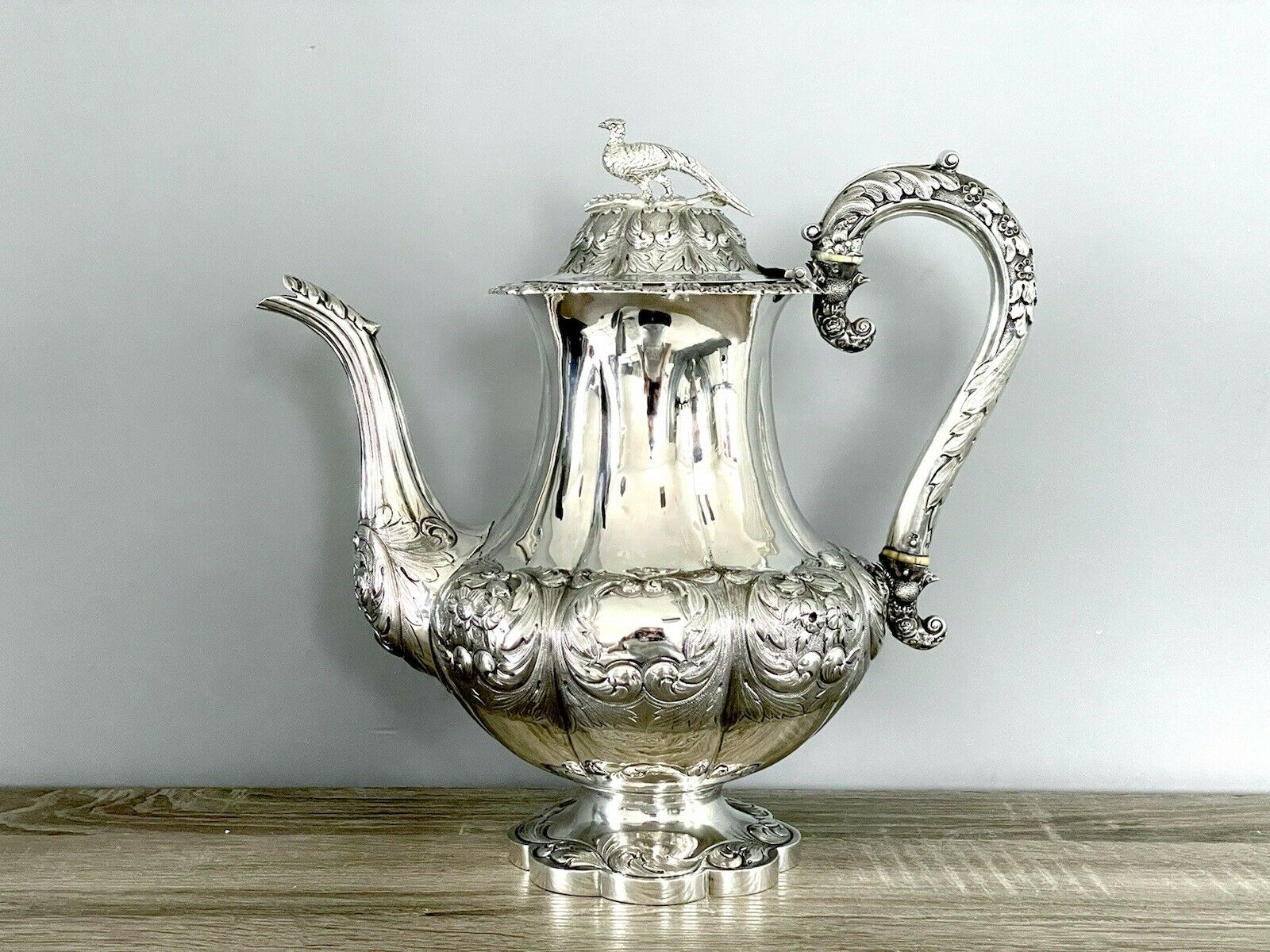 Silver Ornate Teapot By Samuel Haynes & Dudley Carter, London 1847 - 984g