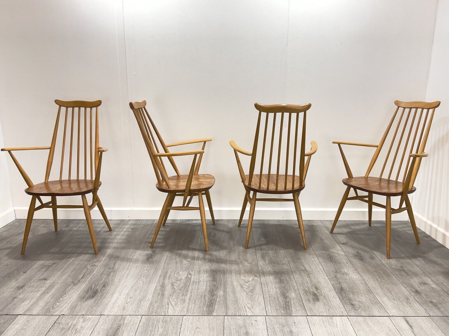 Ercol Goldsmith, Set of 4 Model 369A Mid Century Dining Chairs