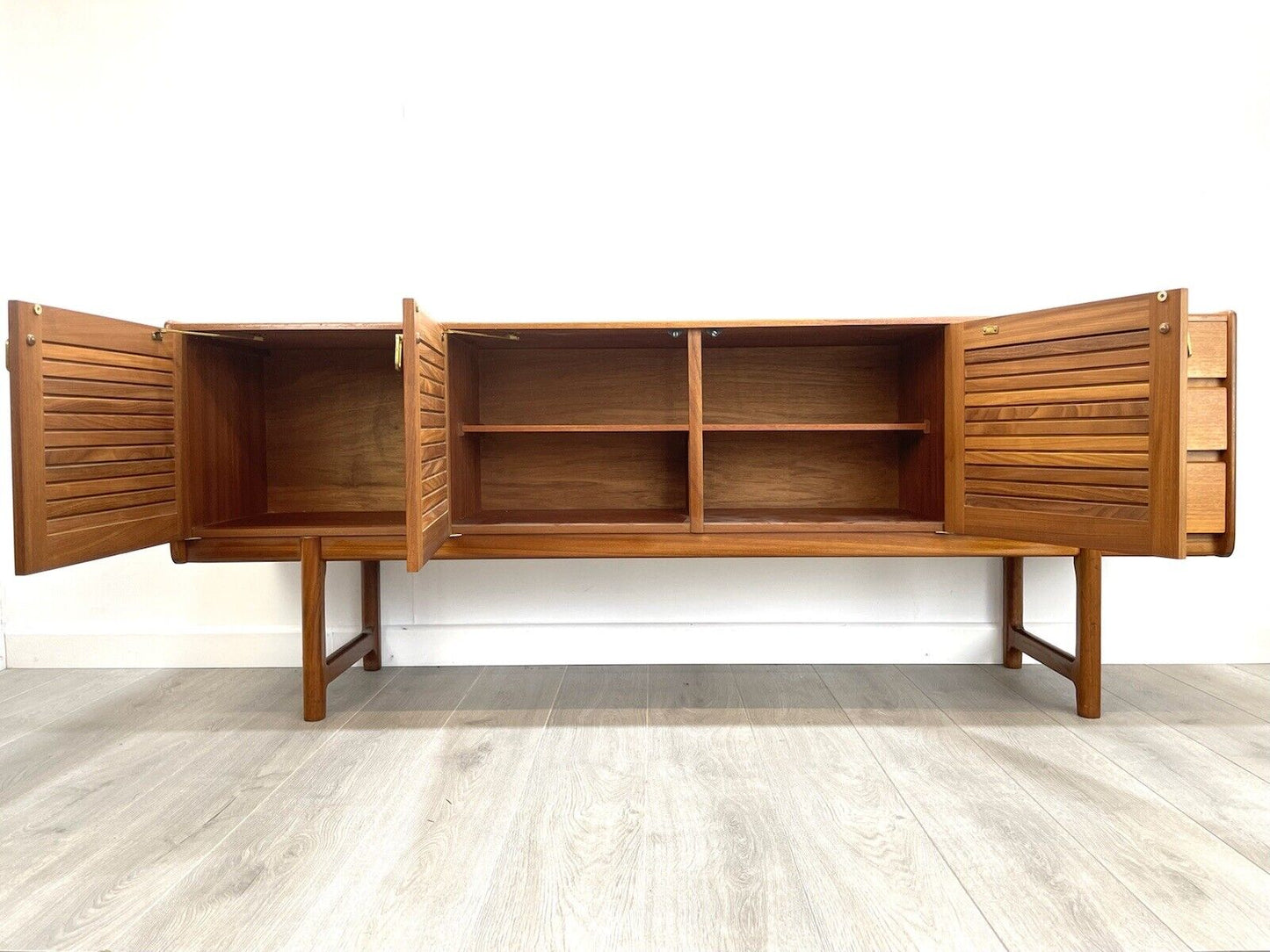 Mcintosh Of Kirkcaldy, Mid Century Teak, Louvred Door Sideboard / Credenza