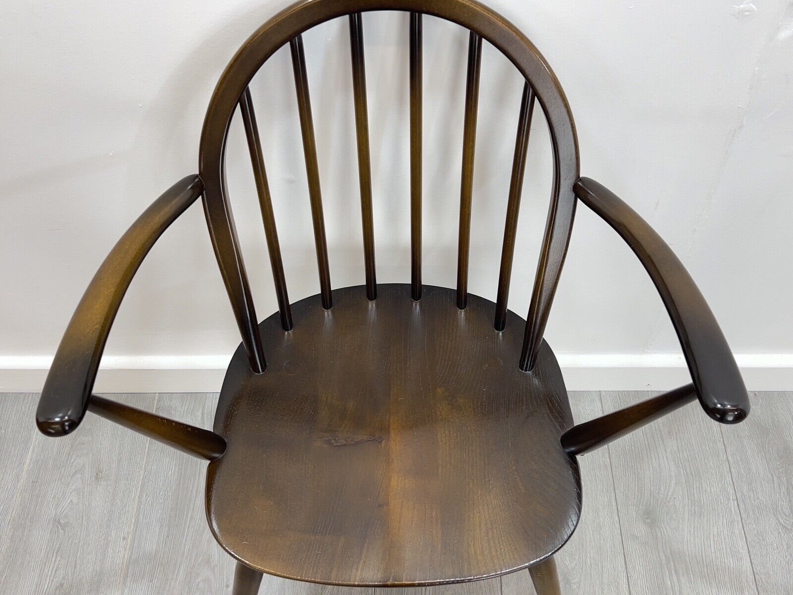 Ercol Model 370A, Mid Century Carver Dining Chair in Traditional Dark Elm