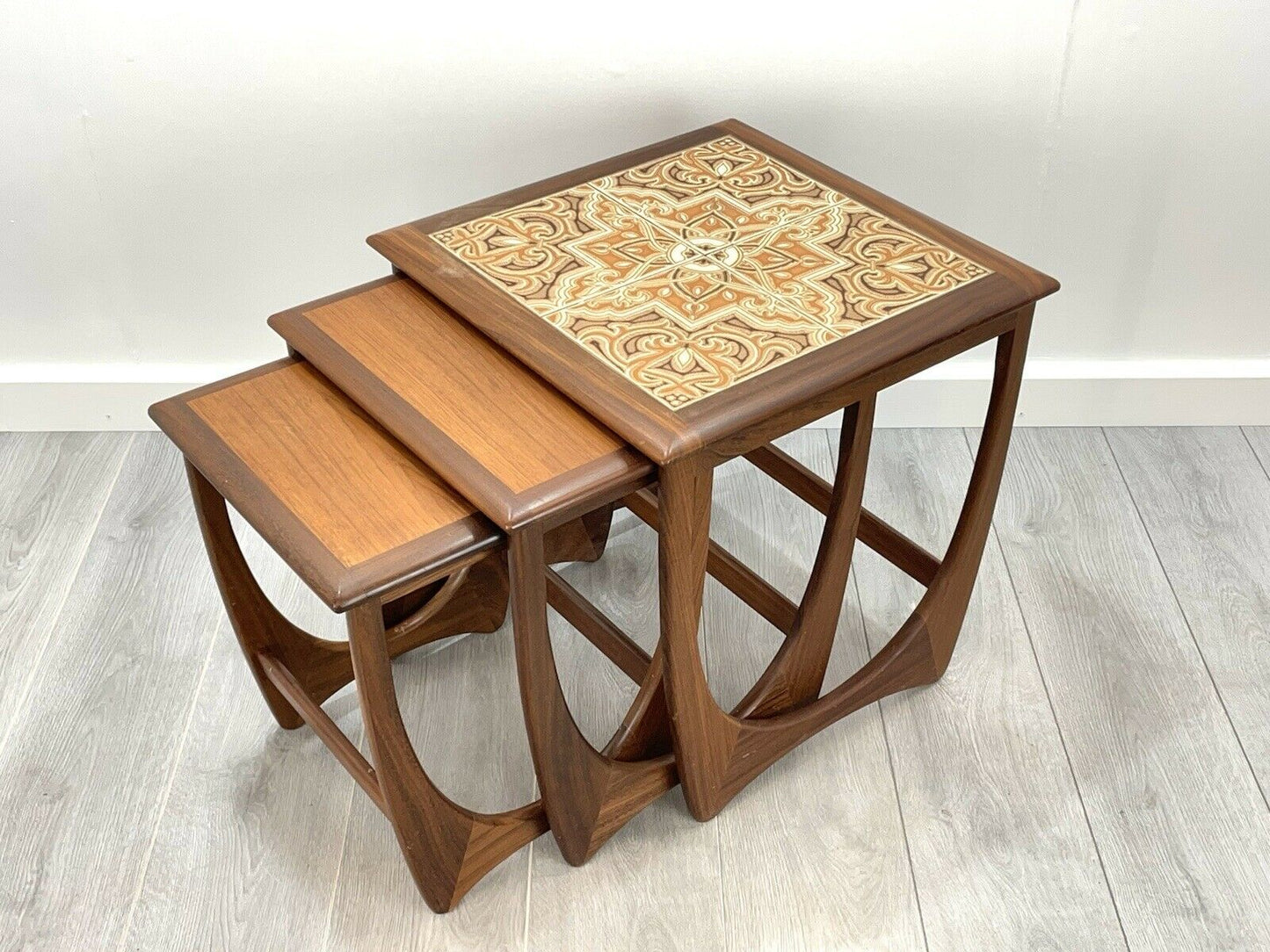 G Plan Astro, Nest of 3 Teak Tiled Tables