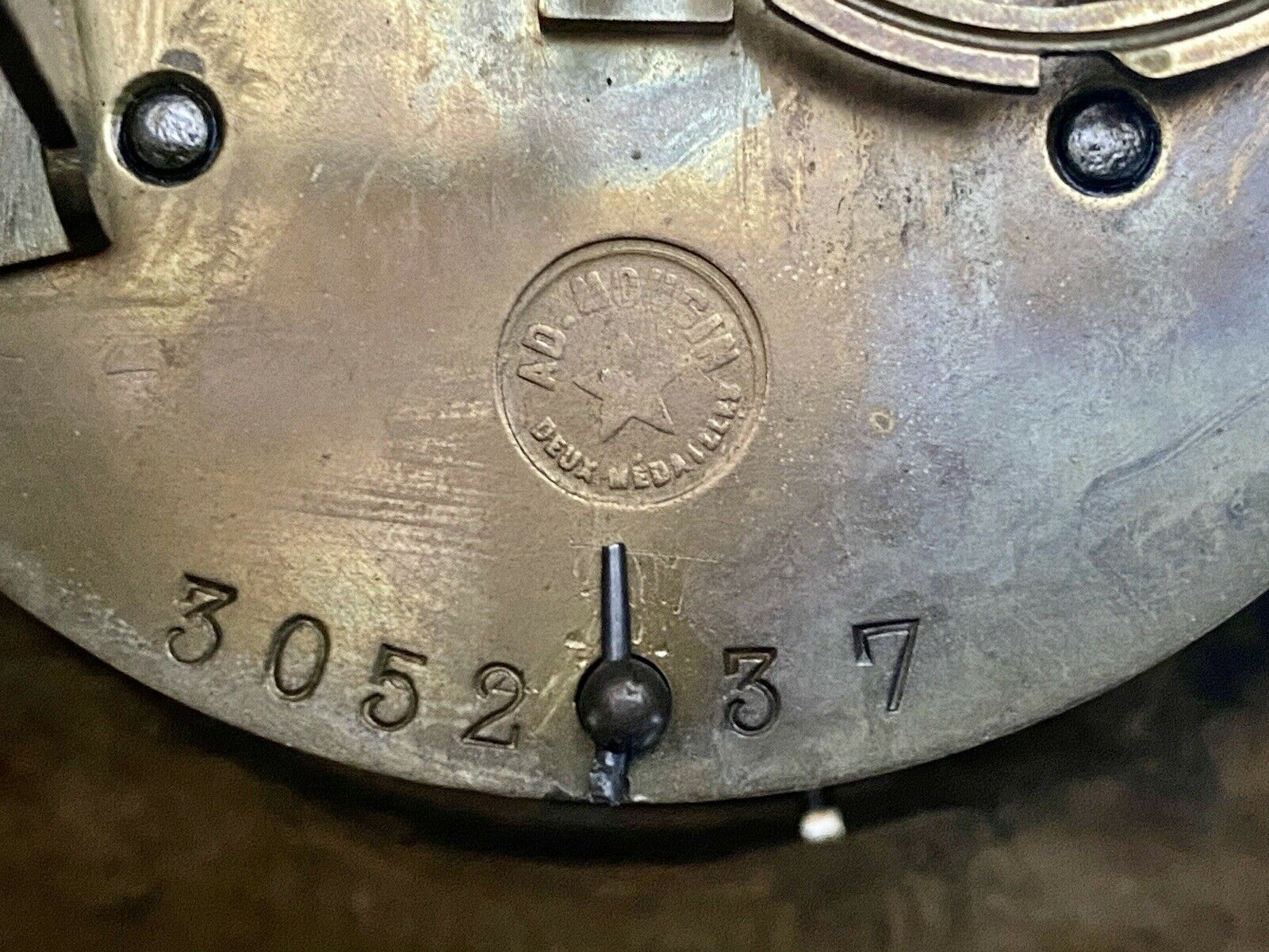 Henry Marc Paris, Gilt Bronze Mantel Clock With AD Mougin Movement