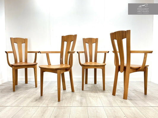 Set of 4, Elm Bentwood Danish / Scandinavian Dining Carver Chairs