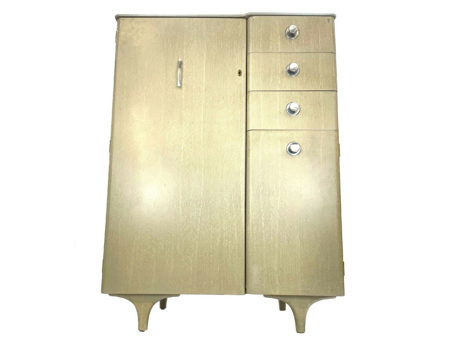 Mid Century, 1960's, 3 Drawer Taupe Coloured Veneer, Bachelors Wardrobe